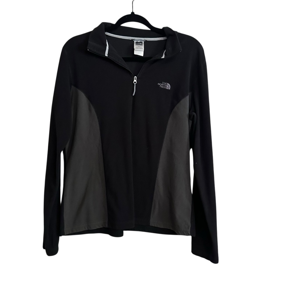 The North Face Quarter Zip Black & Grey Fleece Jacket Size XL
